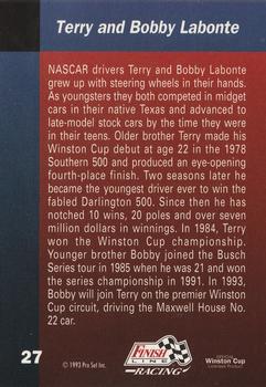 1993 Finish Line #27 Terry Labonte / Bobby Labonte Back