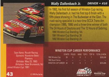 1993 Finish Line #43 Wally Dallenbach Jr. Back