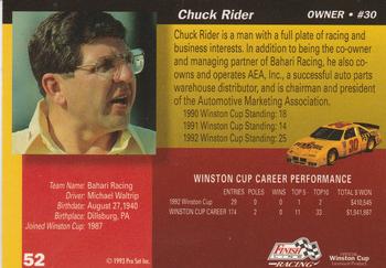 1993 Finish Line #52 Chuck Rider Back