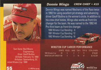 1993 Finish Line #55 Donnie Wingo Back