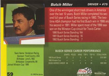 1993 Finish Line #59 Butch Miller Back