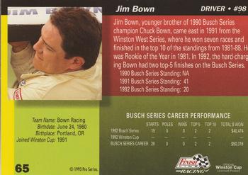 1993 Finish Line #65 Jim Bown Back