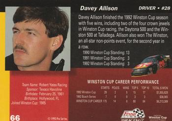 1993 Finish Line #66 Davey Allison Back