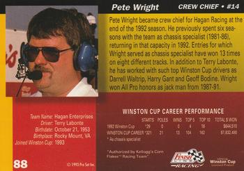 1993 Finish Line #88 Pete Wright Back