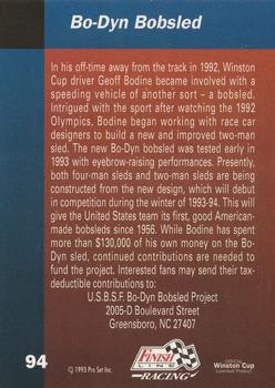 1993 Finish Line #94 Bo-Dyn Bobsled Back