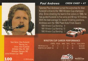 1993 Finish Line #100 Paul Andrews Back