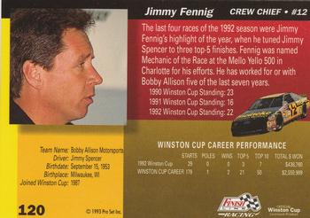 1993 Finish Line #120 Jimmy Fennig Back