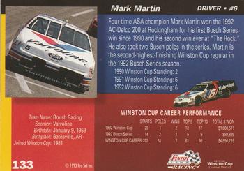 1993 Finish Line #133 Mark Martin Back
