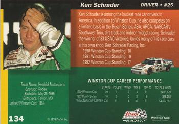 1993 Finish Line #134 Ken Schrader Back