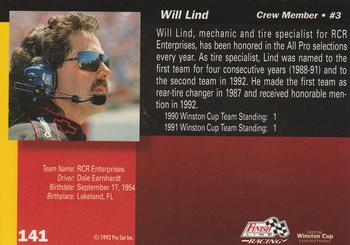 1993 Finish Line #141 Will Lind Back