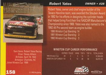 1993 Finish Line #158 Robert Yates Back