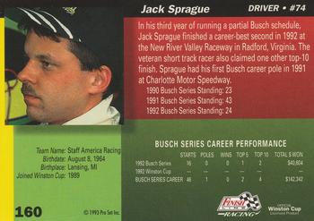1993 Finish Line #160 Jack Sprague Back