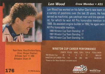1993 Finish Line #176 Len Wood Back