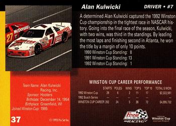 1993 Finish Line #37 Alan Kulwicki Back