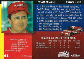 1993 Finish Line #41 Geoff Bodine Back
