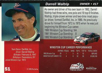 1993 Finish Line #51 Darrell Waltrip Back