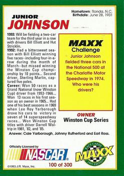 1993 Maxx #100 Junior Johnson Back