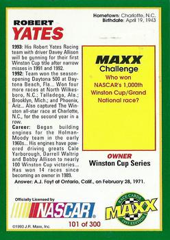 1993 Maxx #101 Robert Yates Back