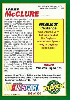 1993 Maxx #108 Larry McClure Back