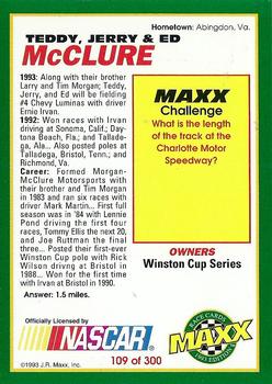 1993 Maxx #109 Teddy McClure / Jerry McClure / Ed McClure Back