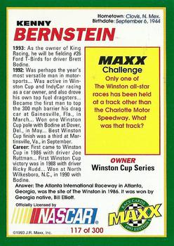 1993 Maxx #117 Kenny Bernstein Back
