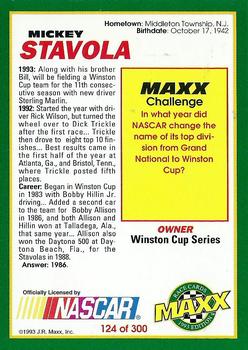 1993 Maxx #124 Mickey Stavola Back