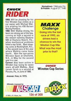 1993 Maxx #126 Chuck Rider Back