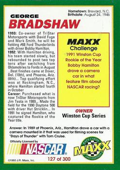1993 Maxx #127 George Bradshaw Back
