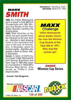 1993 Maxx #128 Mark Smith Back