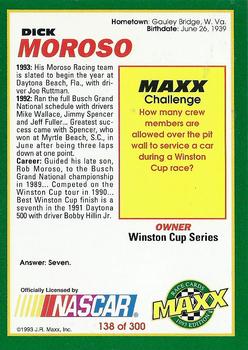 1993 Maxx #138 Dick Moroso Back
