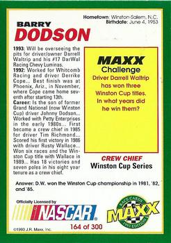 1993 Maxx #164 Barry Dodson Back