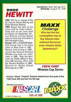 1993 Maxx #165 Doug Hewitt Back