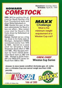 1993 Maxx #166 Howard Comstock Back