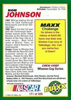 1993 Maxx #171 Bob Johnson Back
