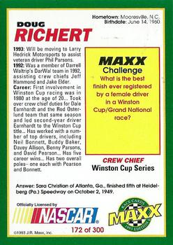 1993 Maxx #172 Doug Richert Back