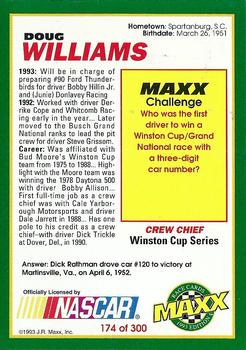 1993 Maxx #174 Doug Williams Back