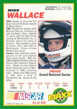 1993 Maxx #53 Mike Wallace Back