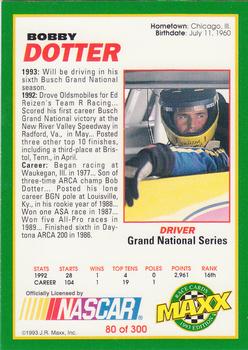 1993 Maxx #80 Bobby Dotter Back