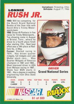 1993 Maxx #81 Lonnie Rush Jr. Back