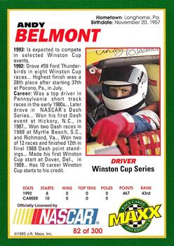 1993 Maxx #82 Andy Belmont Back