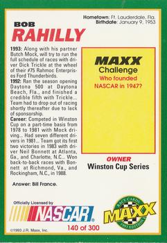 1993 Maxx #140 Bob Rahilly Back