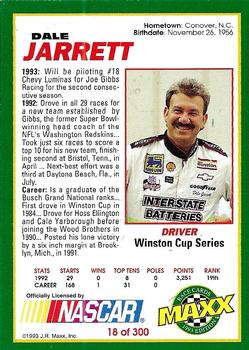1993 Maxx #18 Dale Jarrett Back