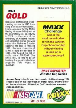 1993 Maxx #201 Eli Gold Back