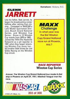 1993 Maxx #203 Glenn Jarrett Back