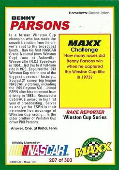 1993 Maxx #207 Benny Parsons Back
