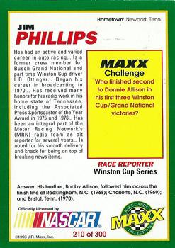 1993 Maxx #210 Jim Phillips Back