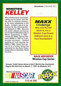 1993 Maxx #212 Winston Kelley Back