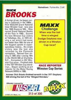 1993 Maxx #213 Dick Brooks Back