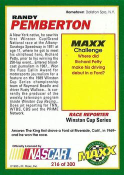 1993 Maxx #216 Randy Pemberton Back