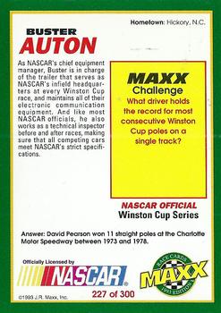 1993 Maxx #227 Buster Auton Back